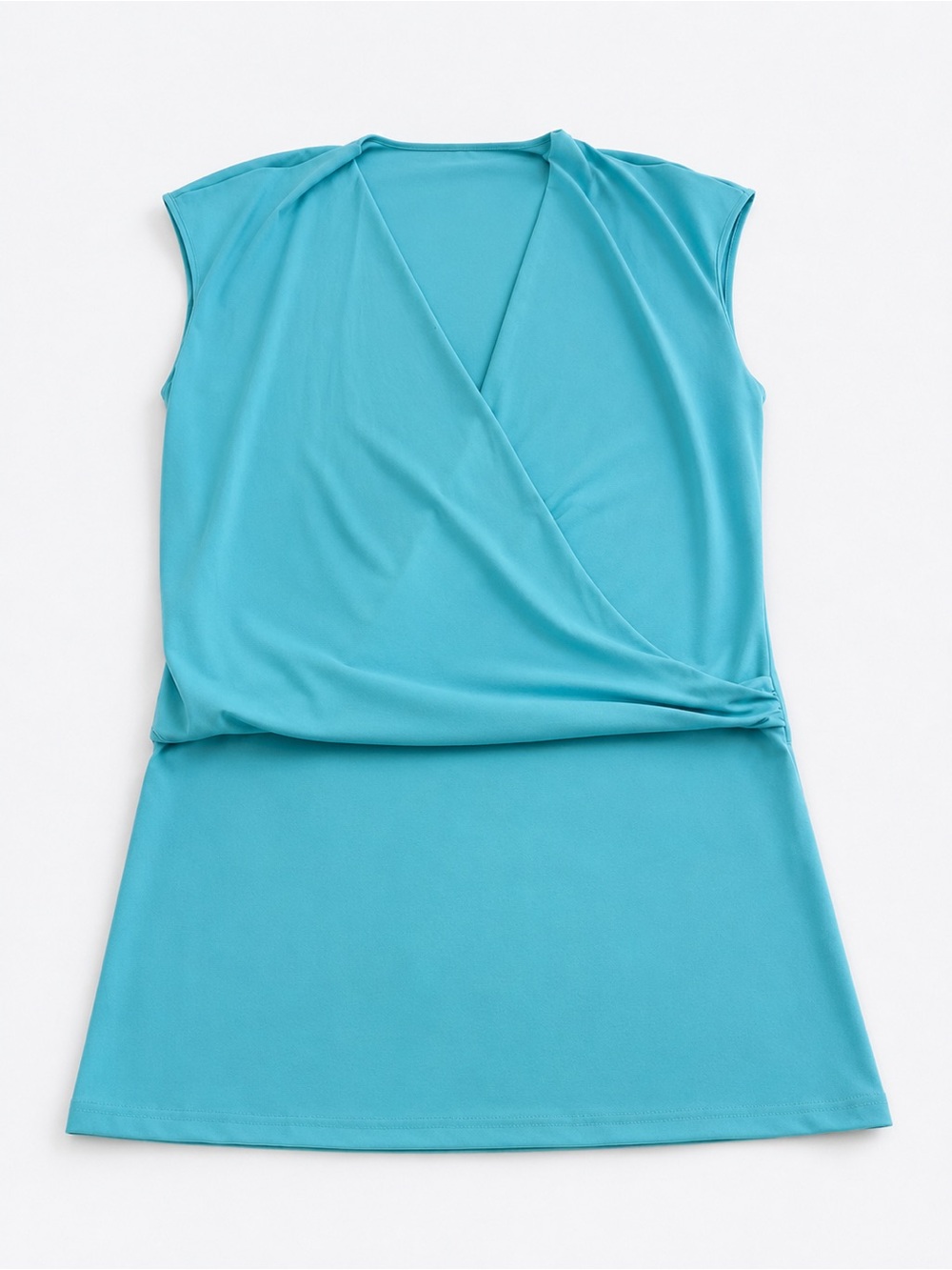 Fashion Nova Aqua Wrap-Front Mini Dress